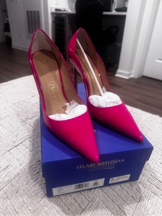 Stuart Weitzman Shoes - Stuart Weitzman Hot Pink Patent Pointed-Toe Stiletto Pumps